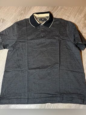 Hart Schaffner Marx Black Micro-Pattern Polo Shirt Men’s XL Cotton Short Sleeve
